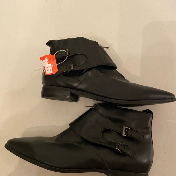 Cortefiel black leather ankle boots 7.5 NEW - Picture 4 of 6